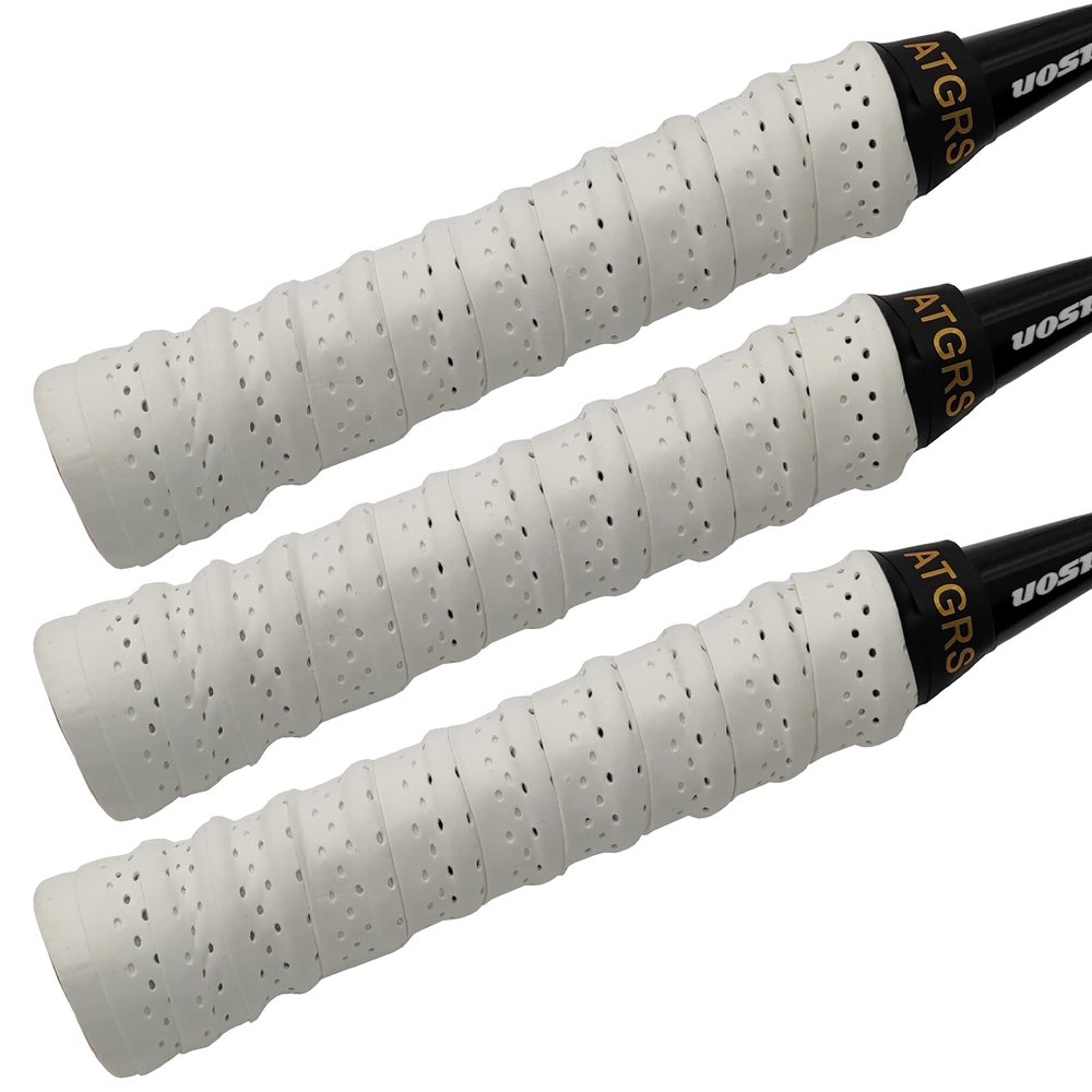 ATGRS Tennis Grip Tacky Tennis Racket Grip Tape Absorbent Anti-Slip Overgrip for Tennis Badminton Pickleball Racquet Handle Grip with Damping Ridges Overgrips (White)