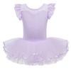 MYRISAM Toddler Girls Flutter Sleeve Lace Ballet Dance Dress Tutu Skirted Leotard Ballerina Dancewear Gymnastics Costume Lavender 8-9T view 1
