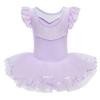 MYRISAM Toddler Girls Flutter Sleeve Lace Ballet Dance Dress Tutu Skirted Leotard Ballerina Dancewear Gymnastics Costume Lavender 8-9T view 3