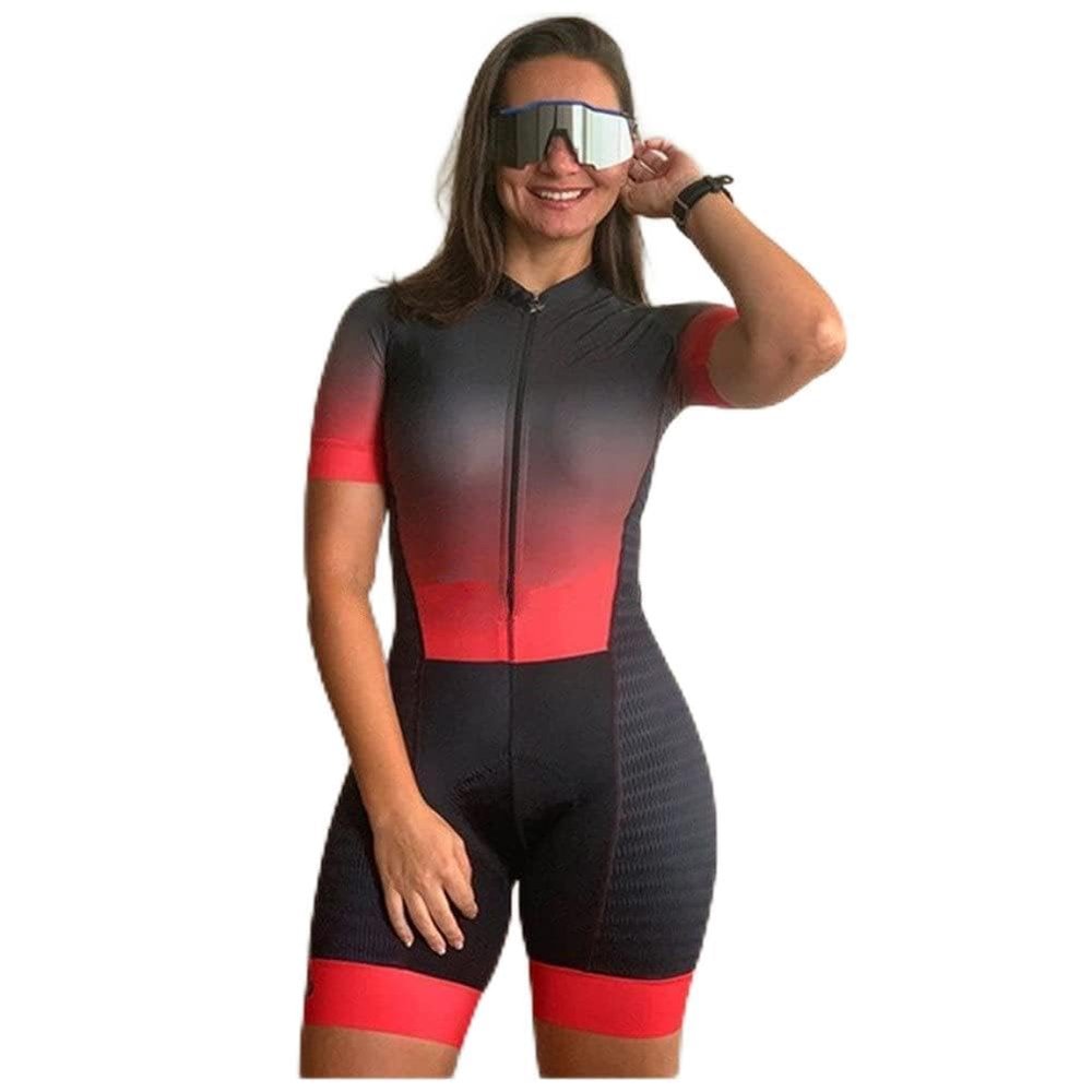 CYTSH Female cycling wear Female Team Triathlon Suit Women's Cycling Jersey Skinsuit Jumpsuit Set Gel (Color : 2047, Size : L)
