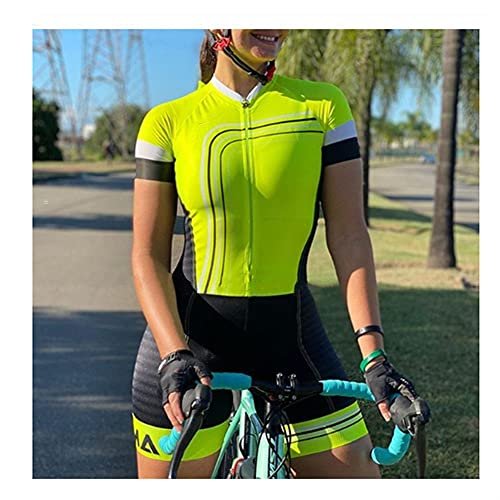 CYTSH Female cycling wear Female Team Triathlon Suit Women's Cycling Jersey Skinsuit Jumpsuit Set Gel (Color : 2117, Size : XS)