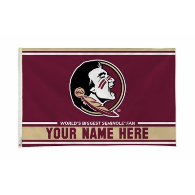 Rico Industries NCAA Florida State Seminoles Personalized - Custom 3' x 5' Banner Flag - Made in The USA - Indoor or Outdoor Dcor