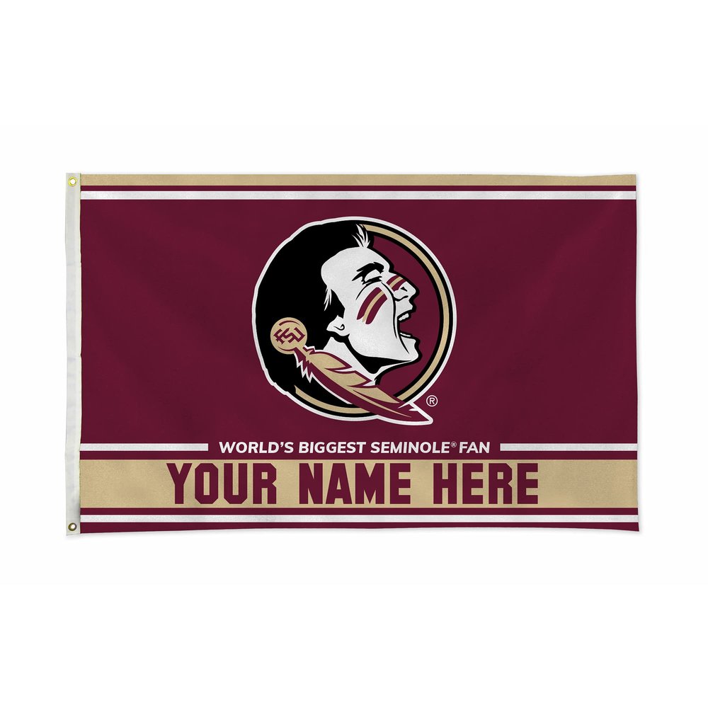 Rico Industries NCAA Florida State Seminoles Personalized - Custom 3' x 5' Banner Flag - Made in The USA - Indoor or Outdoor Dcor