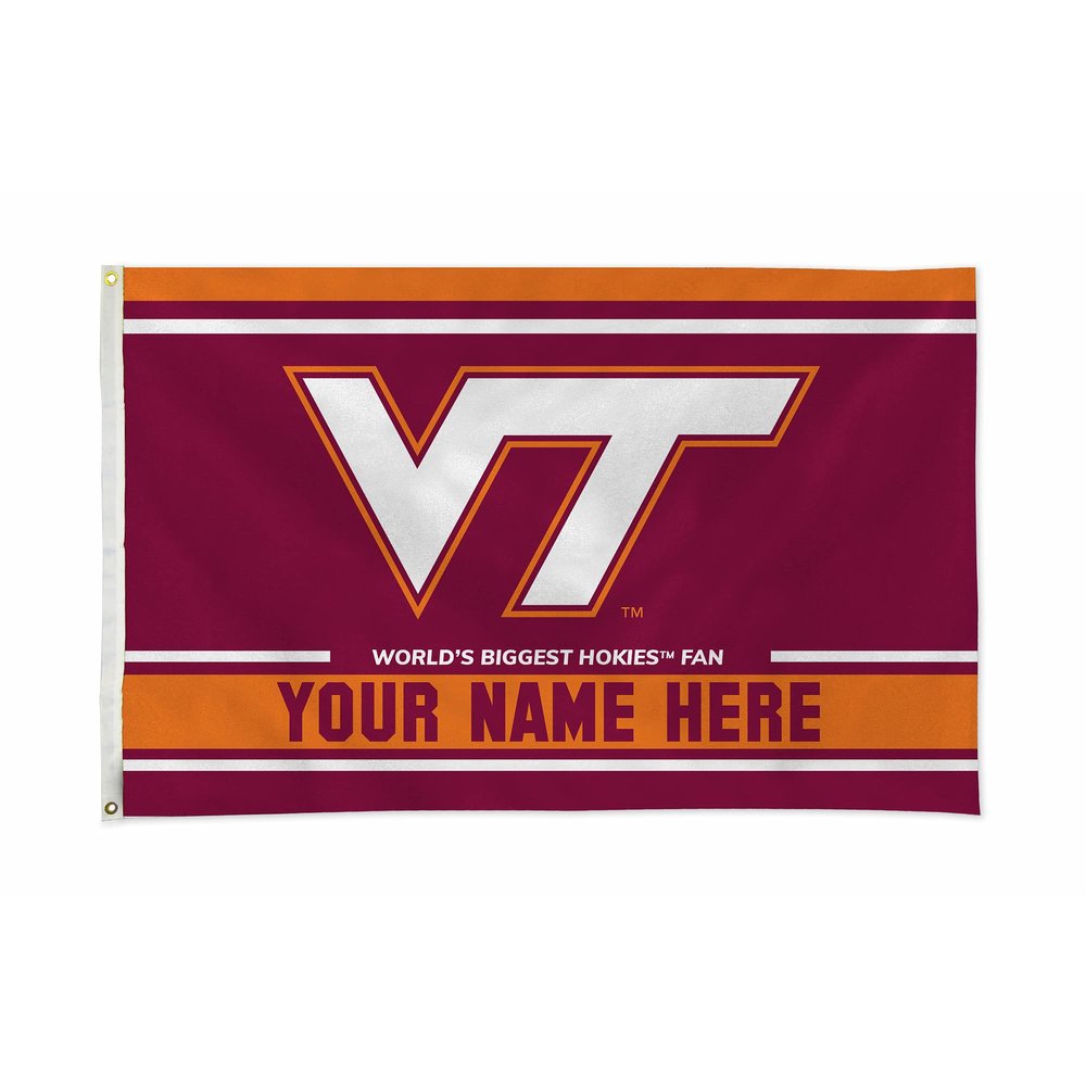 Rico Industries NCAA Virginia Tech Hokies Personalized - Custom 3' x 5' Banner Flag - Made in The USA - Indoor or Outdoor Dcor