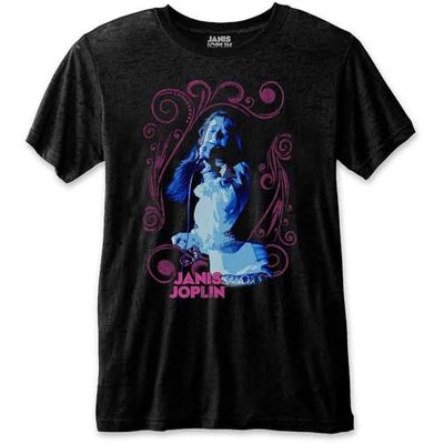 Janis Joplin T Shirt Floral Frame Logo Official Mens Black Size XL