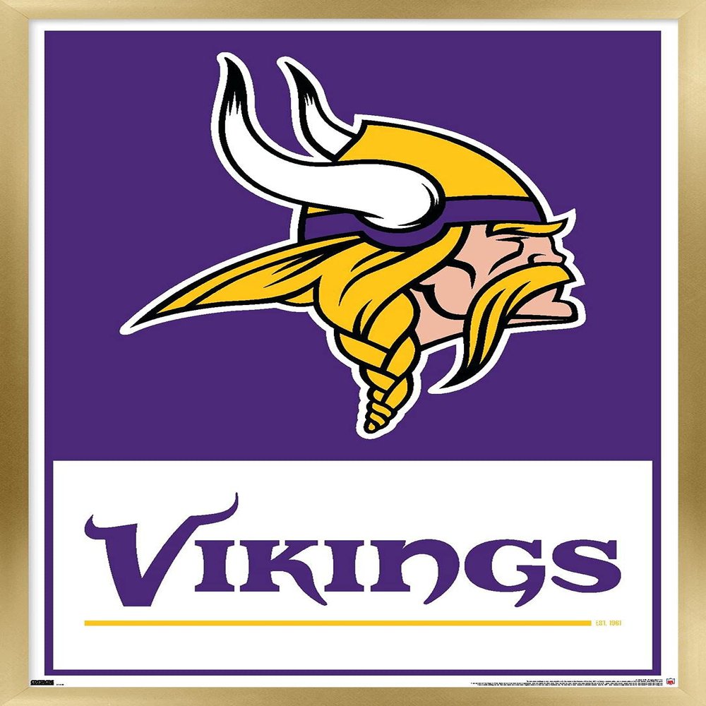 NFL Minnesota Vikings - Logo 21 Wall Poster, 34L" x 22.4W", Gold Framed Version
