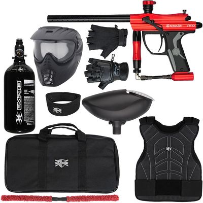 Action Village Kingman Spyder Fenix Level 1 Protector Paintball Gun Package Kit (Gloss Red, Glove Size: Large/X-Large)