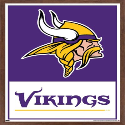 NFL Minnesota Vikings - Logo 21 Wall Poster, 22.4L" x 14.7W", Mahogany Framed Version