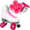 Atom Skates Jackson Finesse Roller Skates/Viper Nylon Plate/Size: Women's Adult 8 Color: White Boot/Pink Laces, Pink Pulse Lite Wheels and Tool view 1