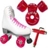 Atom Skates Jackson Finesse Roller Skates/Viper Nylon Plate/Size: Women's Adult 4 Color: White Boot/Pink Laces, Red Pulse Glitter Wheels and Tool view 1