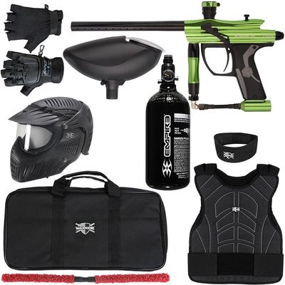 Kingman Spyder Fenix Level 2 Protector Paintball Gun Package Kit (Gloss Lime, Glove Size: Large/X-Large)