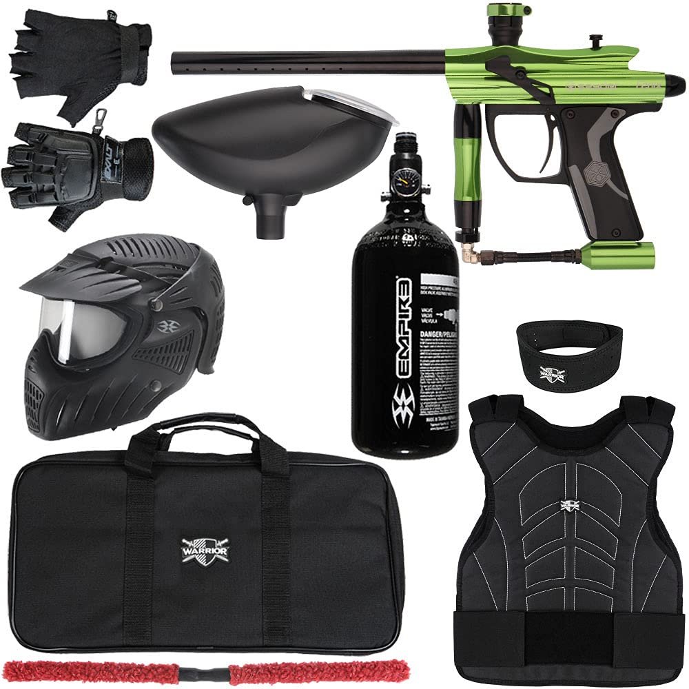 Kingman Spyder Fenix Level 2 Protector Paintball Gun Package Kit (Gloss Lime, Glove Size: Large/X-Large)