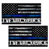 Thin Blue Line I've GOT Your 6 Flag Mirrored Stickers 2 Pack view 1