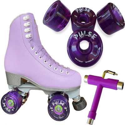 Atom Skates Jackson Finesse Roller Skates/Viper Nylon Plate/Size: Women's Adult 4 Color: Lilac Bundled with Purple Pulse Wheels and Tool