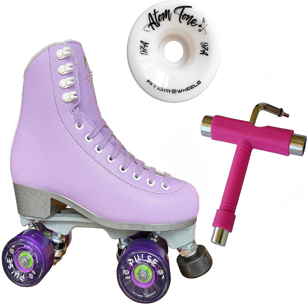 Atom Skates Jackson Finesse Roller Skates/Viper Nylon Plate/Size: Women's Adult 5 Color: Lilac Bundled with Artistic Tone Wheels and Tool