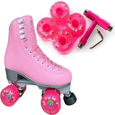 Atom Skates Jackson Finesse Roller Skates/Viper Nylon Plate/Size: Women's Adult 4 Color: Pink Bundled with Pink Pulse Lite Wheels and Tool