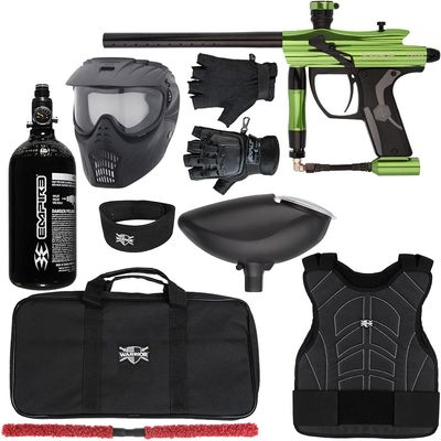 Action Village Kingman Spyder Fenix Level 1 Protector Paintball Gun Package Kit (Gloss Lime, Glove Size: Small/Medium)