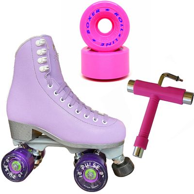 Atom Skates Jackson Finesse Roller Skates/Viper Nylon Plate/Size: Women's Adult 6 Color: Lilac Bundled with Artistic Roll-Line Boxer Wheels and Tool