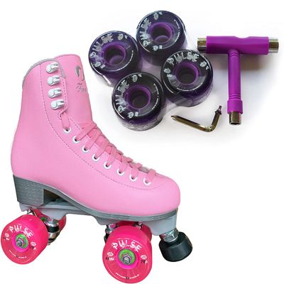 Atom Skates Jackson Finesse Roller Skates/Viper Nylon Plate/Size: Women's Adult 5 Color: Lilac Bundled with Purple Pulse Lite Wheels and Tool