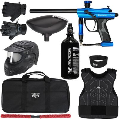 Action Village Kingman Spyder Fenix Level 2 Protector Paintball Gun Package Kit (Gloss Blue, Glove Size: Small/Medium)