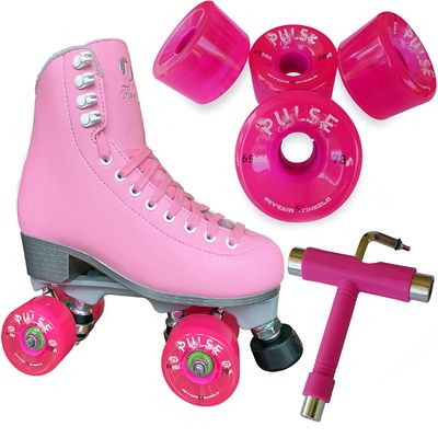 Atom Skates Jackson Finesse Roller Skates/Viper Nylon Plate/Size: Women's Adult 5 Color: Pink Bundled with Pink Pulse Wheels and Tool