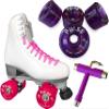 Atom Skates Jackson Finesse Roller Skates/Viper Nylon Plate/Size: Women's Adult 6 Color: White Boot/Pink Laces, Purple Pulse Wheels and Tool view 1