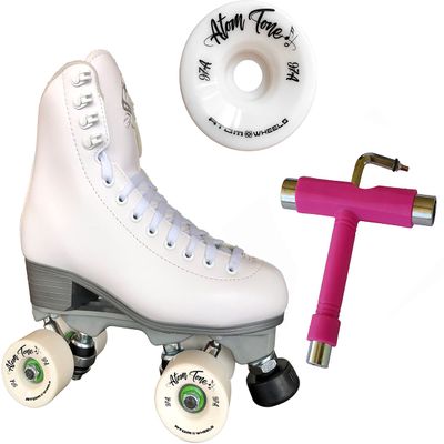 Atom Skates Jackson Finesse Roller Skates/Viper Nylon Plate/Size: Women's Adult 4 Color: White Bundled with Artistic Tone Wheels and Tool