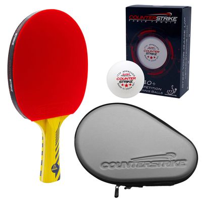 Counterstrike Alpha Dog Ping Pong Paddle Set | 6 Balls | Hard Protective Case | Professional Table Tennis Paddle | ITTF Approved | (Silver Paddle Hard Case)