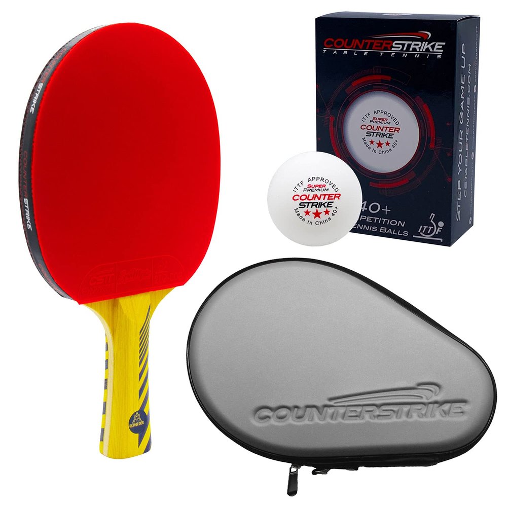 Counterstrike Alpha Dog Ping Pong Paddle Set | 6 Balls | Hard Protective Case | Professional Table Tennis Paddle | ITTF Approved | (Silver Paddle Hard Case)