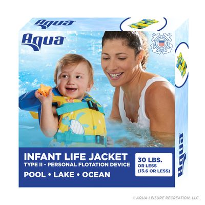 Oceans7 US Coast Guard Approved Infant Life Jacket 8-30 lbs Type II Personal Flotation Device Flex-Form Chest - Seafoam Blue