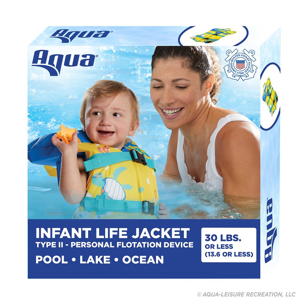 Oceans7 US Coast Guard Approved Infant Life Jacket 8-30 lbs Type II Personal Flotation Device Flex-Form Chest - Seafoam Blue