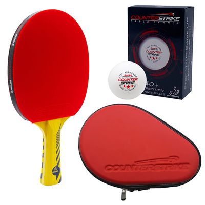 Counterstrike Alpha Dog Ping Pong Paddle Set | 6 Balls | Hard Protective Case | Professional Table Tennis Paddle | ITTF Approved | (Red Paddle Hard Case)