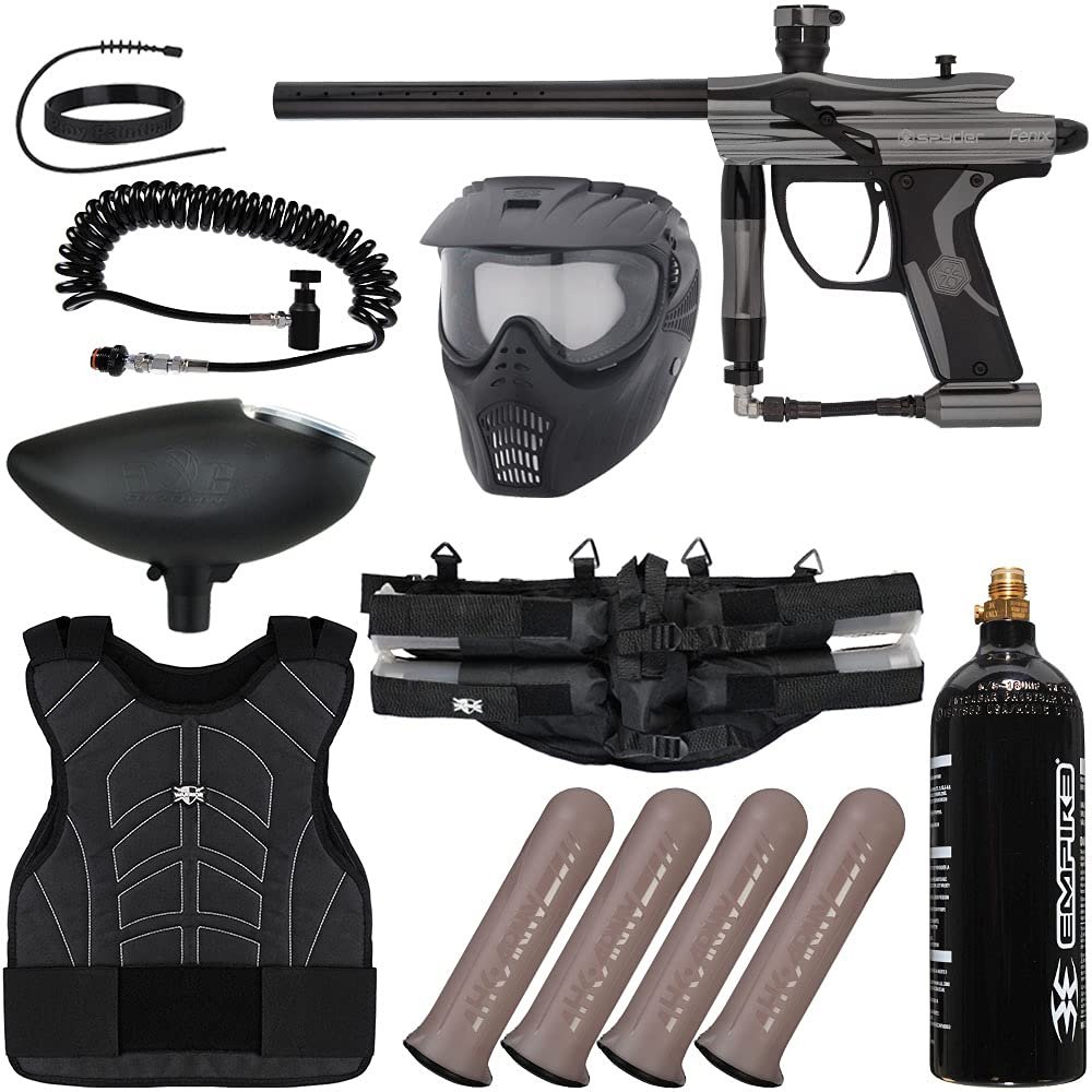 Action Village Kingman Spyder Fenix Light Gunner Paintball Gun Package Kit (Gloss Gun Metal Grey)