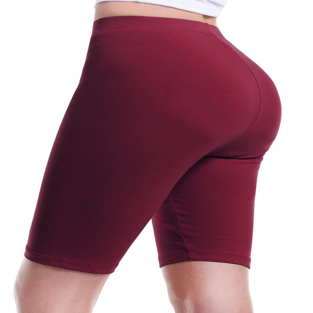 Design by Olivia Women's Basic Solid Active Yoga Biker Shorts Burgundy S