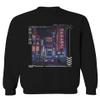 0408. Aesthetic Japanese City Vaporwave Art Cyberpunk Retro Street wear Men's Crewneck Sweatshirt (Black X-Large) view 1