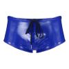 renvena Men's Wet Look Boxer Shorts Sexy Shiny Low Waist Underwear Drawstring Swim Trunks Swimwear Blue XX-Large view 3