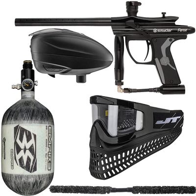 Action Village Kingman Spyder Fenix Ultimate Paintball Gun Package Kit (Gloss Black, Tank Size: 68/4500)