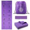 Foldable Yoga Mat for Women, Non Slip Exercise Mat for Home Gym, 5mm Travel Yoga Mats Set With Stretch Strap for Yoga Pilates and Fitness, 68"L x 24"W x 0.2 Inch Thick view 1