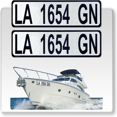 Curb-N-Sign Super Reflective BowBrite Custom Boat Registration Numbers and Letters, Pack of 1 (2pcs) Custom Boat Lettering, Highly Reflective Vinyl Decal Boat Decal Stickers (White)