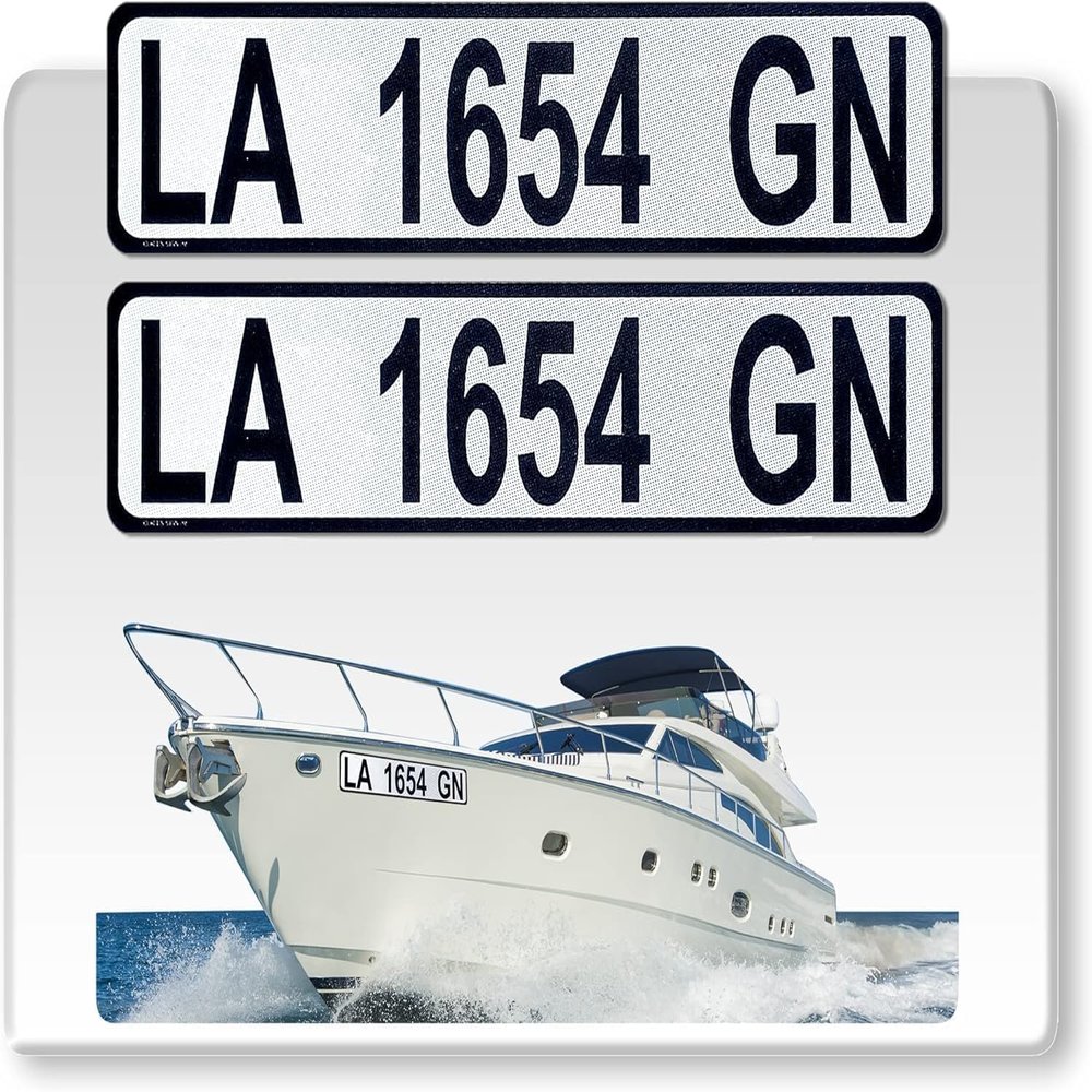 Curb-N-Sign Super Reflective BowBrite Custom Boat Registration Numbers and Letters, Pack of 1 (2pcs) Custom Boat Lettering, Highly Reflective Vinyl Decal Boat Decal Stickers (White)