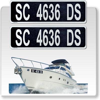 Curb-N-Sign Super Reflective BowBrite Custom Boat Registration Numbers and Letters, Pack of 1 (2pcs) Custom Boat Lettering, Highly Reflective Vinyl Decal Boat Decal Stickers (Black)