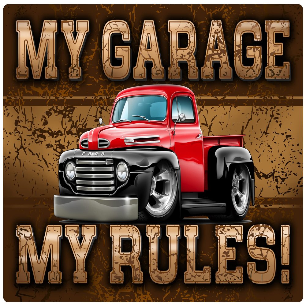 1948 1949 1950 Ford F1 Pickup Truck My Garage My Rules Wall Art Graphic Decal Sticker (3 Ft)