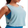 CRZ YOGA Pima Cotton Large Armhole Tank Tops for Women - Workout Sport Athletic Yoga Running Gym Loose Crop Sleeveless Shirts Deep Armhole-Pure Blue Small view 1