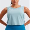 CRZ YOGA Pima Cotton Large Armhole Tank Tops for Women - Workout Sport Athletic Yoga Running Gym Loose Crop Sleeveless Shirts Deep Armhole-Pure Blue Small view 2