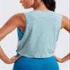 CRZ YOGA Pima Cotton Large Armhole Tank Tops for Women - Workout Sport Athletic Yoga Running Gym Loose Crop Sleeveless Shirts Deep Armhole-Pure Blue Small view 4