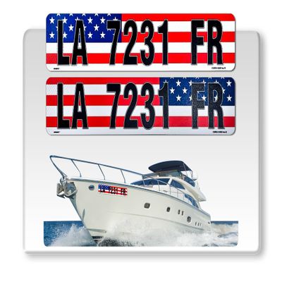 Curb-N-Sign Super Reflective BowBrite Custom Boat Registration Numbers and Letters, Pack of 1 (2pcs) Custom Boat Lettering, Highly Reflective Vinyl Decal Boat Decal Stickers (American Flag)