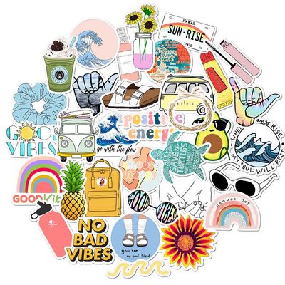 FoxYaye Trendy Girl Stickers - VSCO Fashion Waterproof Durable Reusable Vinyl Decals, 10, 20, 35, Water Bottle Bike Bumper Luggage Skateboard Graffiti, Best Gift for Kids or Children (10)