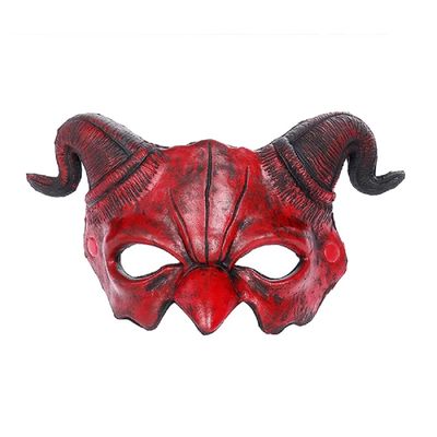 BPNHNA Halloween Demon Foam Mask Red Half Face Ram Horn Devil Masquerade Accessories for Cosplay Costume