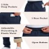 MAGCOMSEN Fleece Pants Men with Pockets Open Bottom Sherpa Lined Pants Thicken Athletic Pants Running Pants for Men Heavyweight Warm Winter Pants Navy view 4