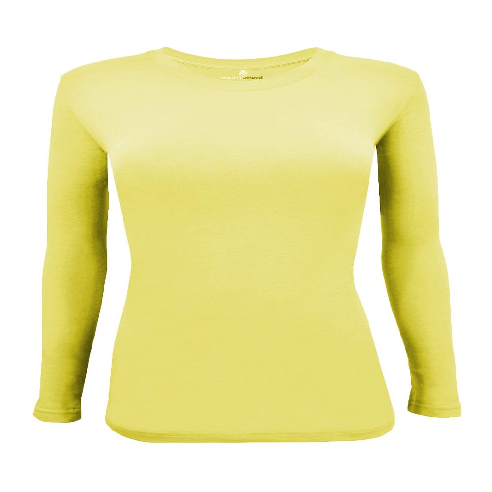 Natural Uniforms Women's Under Scrub Tee Crew Neck Long Sleeve T-Shirt (Yellow, 4X-Large)